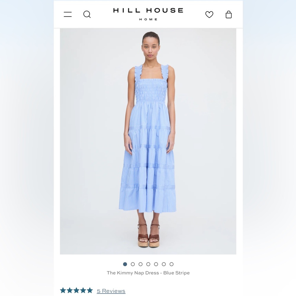 Hill House Kimmy Nap Dress Blue Stripe Size L NWT